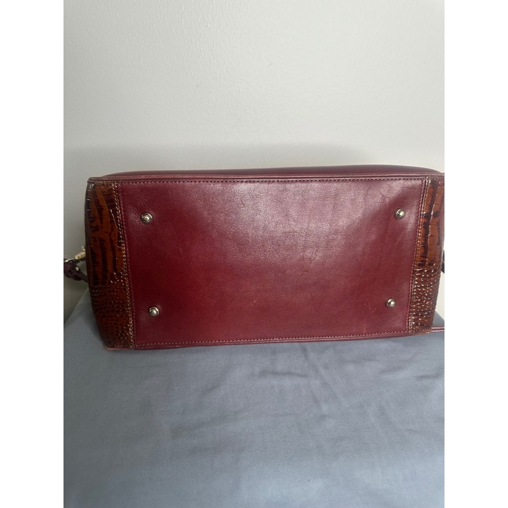 Brahmin Burgundy Brown Croc Embossed Leather Satchel Handbag and Wallet Set - Picture 14 of 16